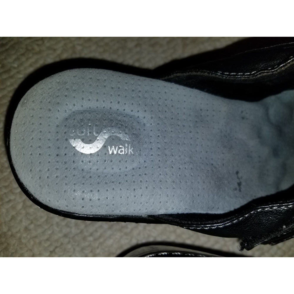 Womens Shoes-SOFTWALK-black leather slip on clogs 2 1/2 inch heel-8N - Picture 5 of 5